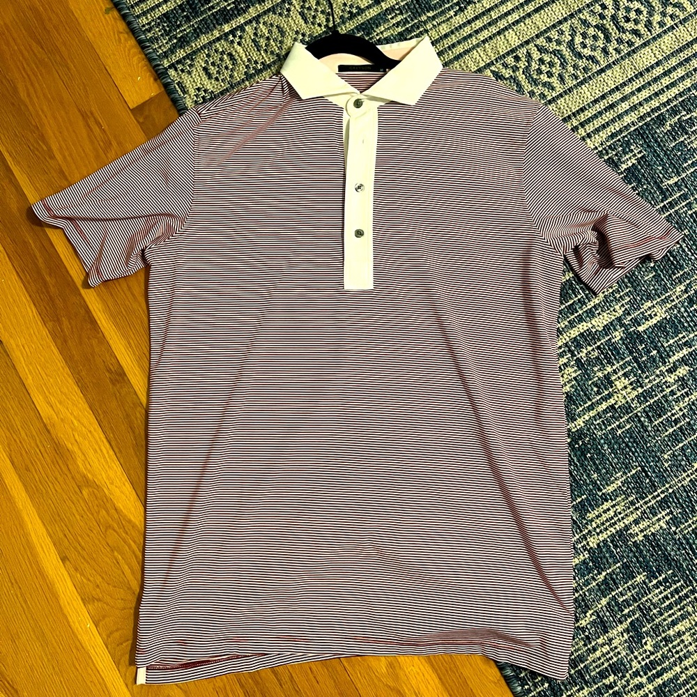Greyson red and white striped polo. Size M. Like new